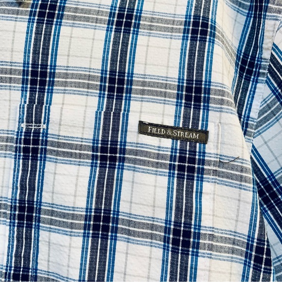 Field & Stream Blue/White Plaid Short Sleeve Fishing Shirt Sz. XXL - Picture 3 of 9